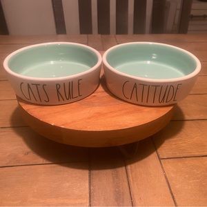 Rae Dunn “CATS RULE” & “CATITUDE” Food/ Water Bowls